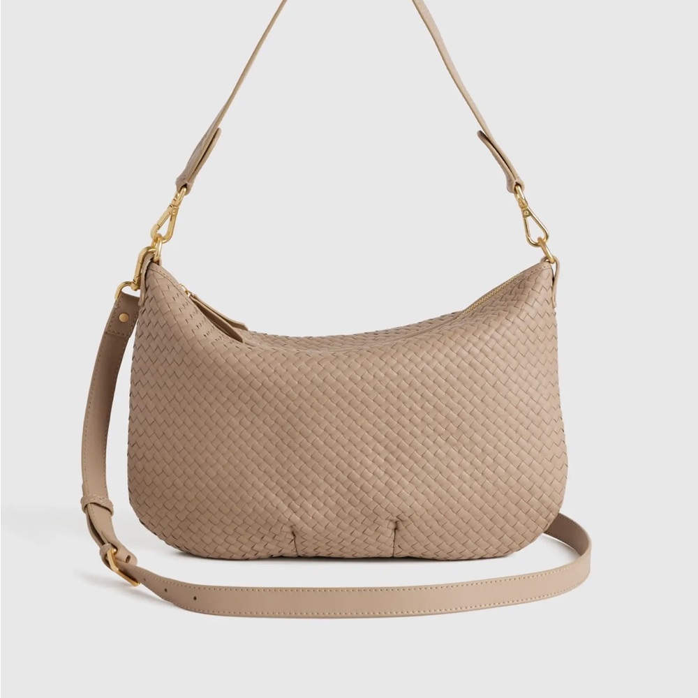 Quince Large Taupe Crossbody Bag with Adjustable Strap